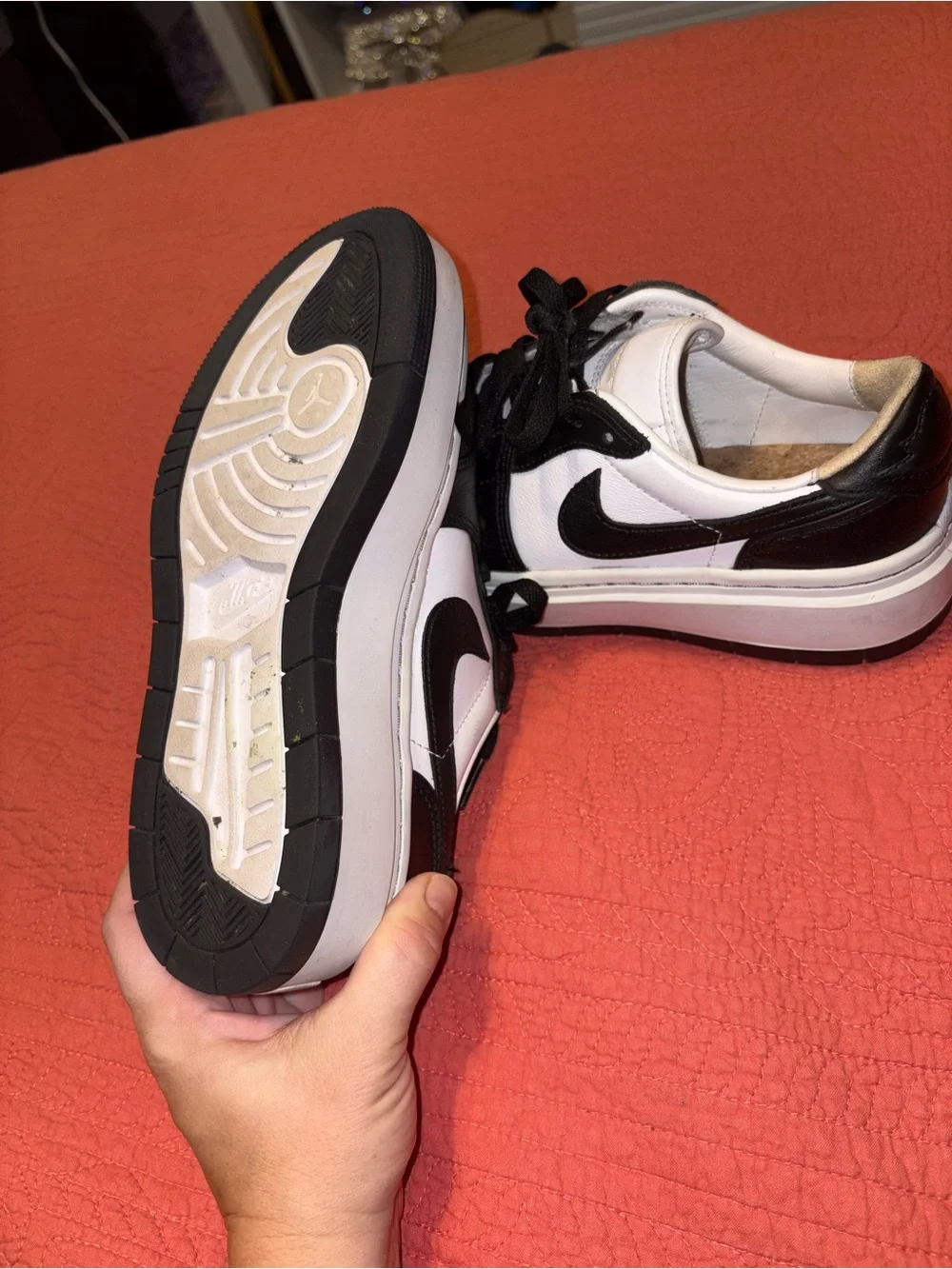 Nike White and Black Platform Low-Top Sneakers